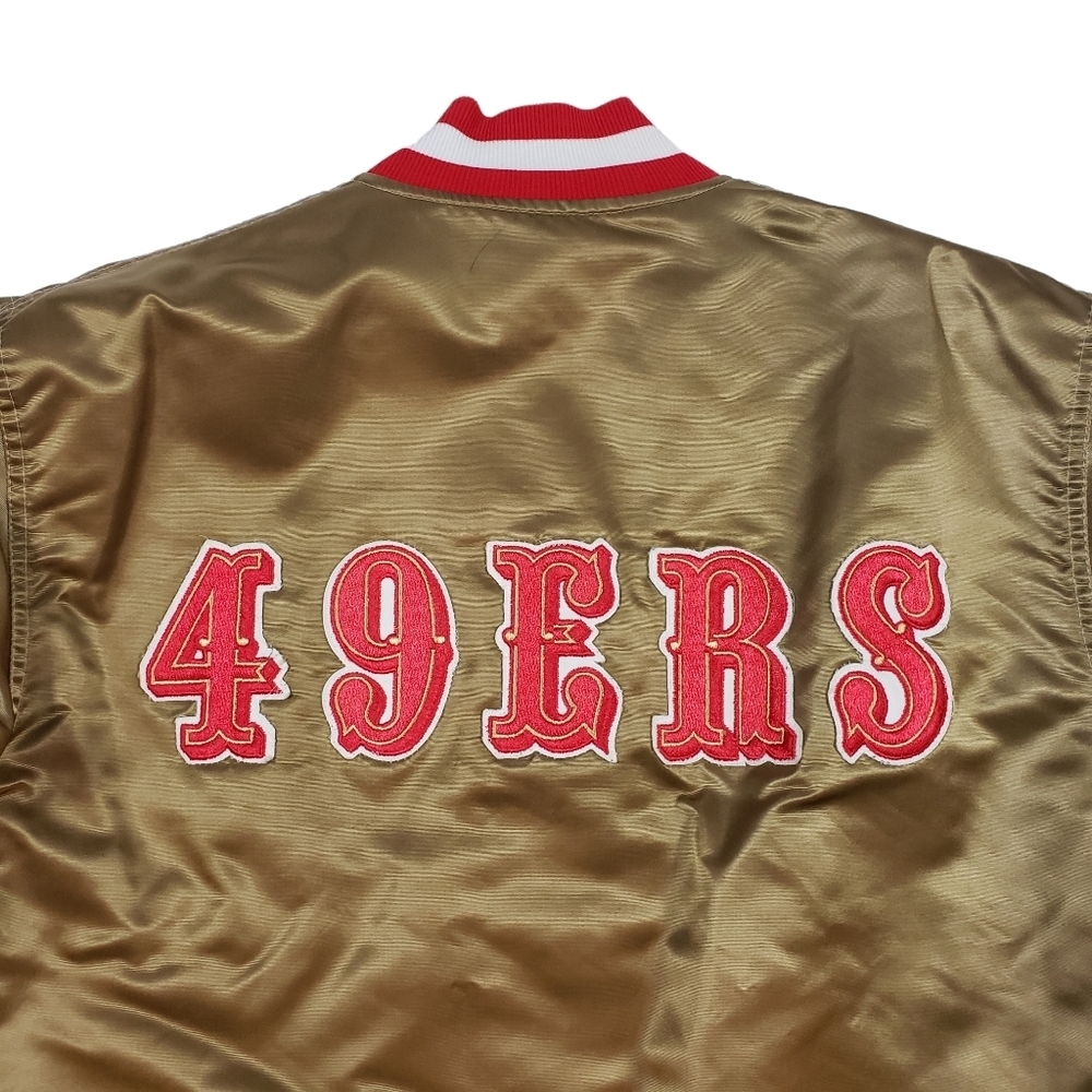 Vtg San Francisco 49ers Starter Jacket Gold Satin Bomber Sz L Old School 80s 90s - Picture 9 of 17